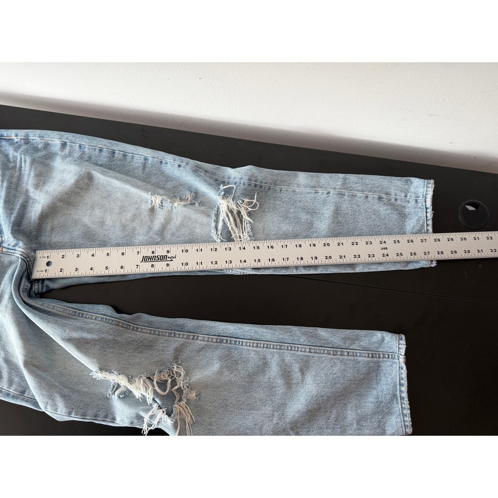Denim Forum The BF High Rise Loose Distressed Jeans Light Wash Blue 27X28 - Picture 5 of 15